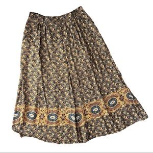 Vintage Boho Paisley High Waist Midi Skirt